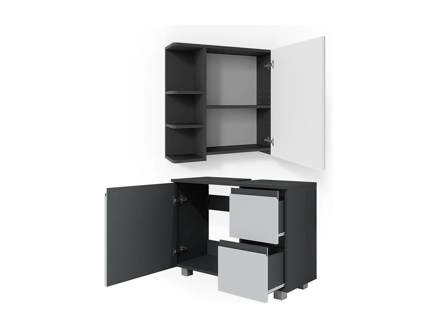 Set mobili bagno antracite 80x33x60 j-shape