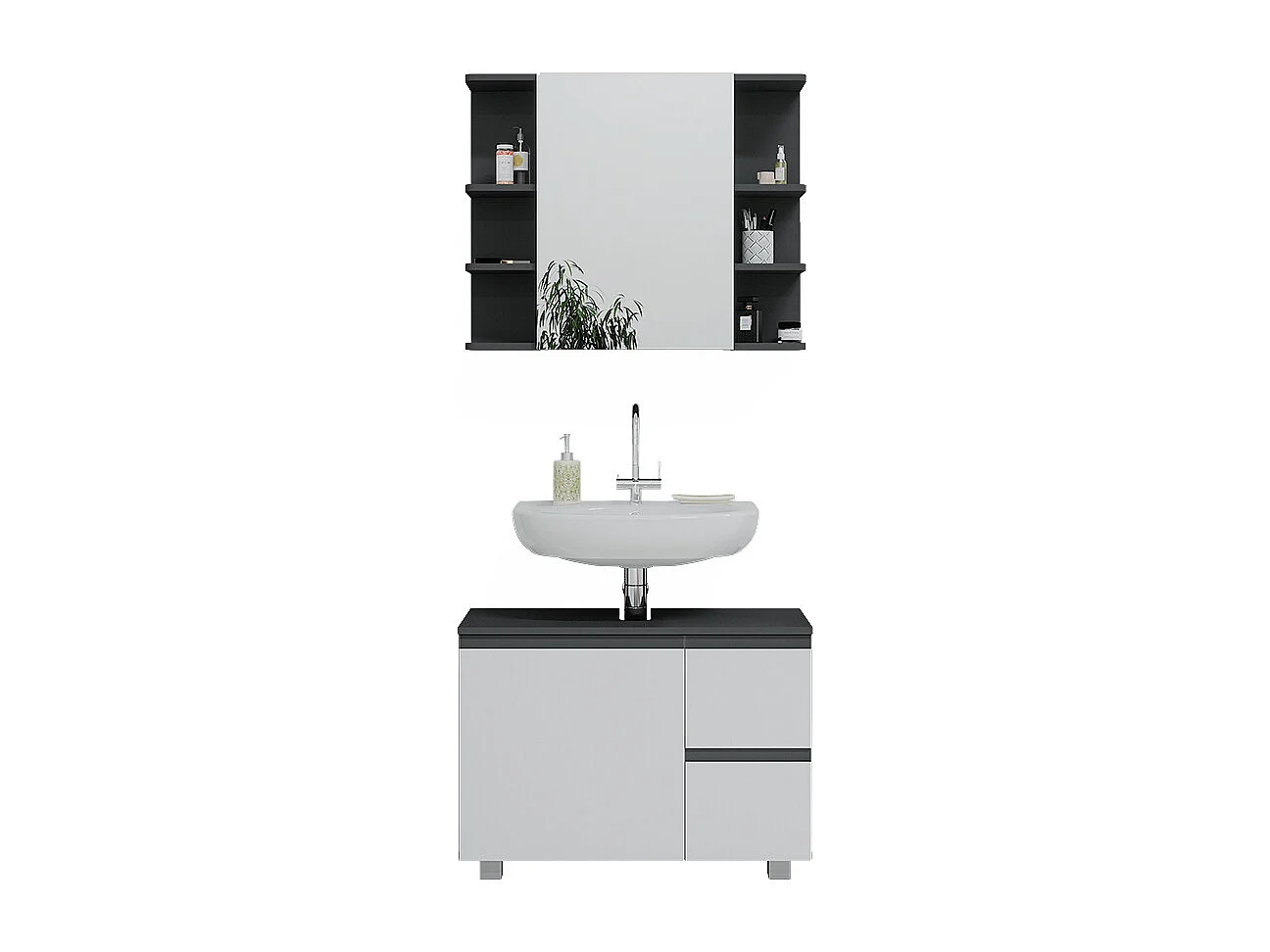 Set mobili bagno antracite 80x33x60 j-shape