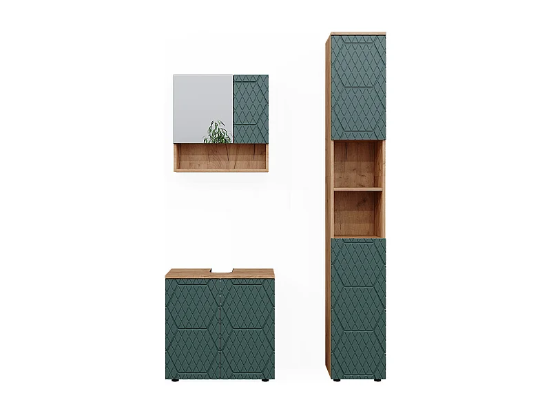 Conjunto de muebles de baño roble verde/dorado 80x41x58.6 irma