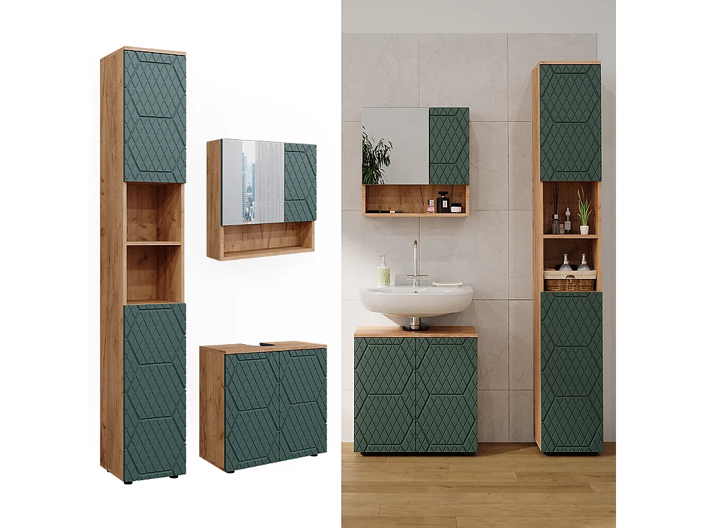 Conjunto de muebles de baño roble verde/dorado 80x41x58.6 irma