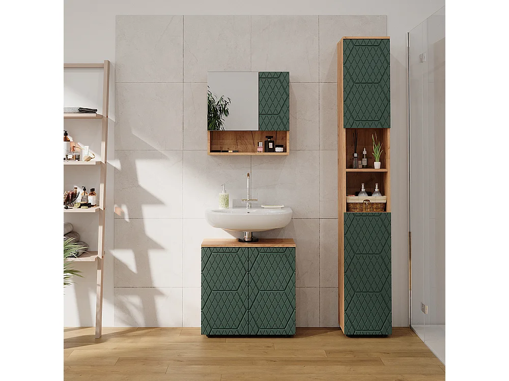 Conjunto de muebles de baño roble verde/dorado 80x41x58.6 irma