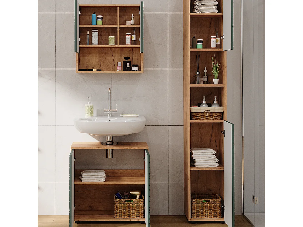 Conjunto de muebles de baño roble verde/dorado 80x41x58.6 irma