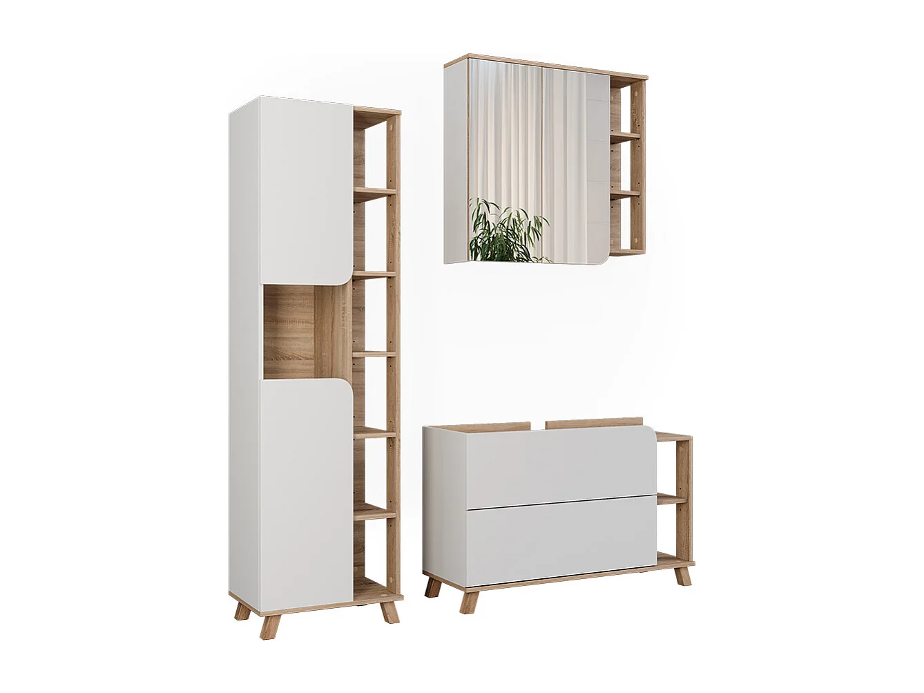 Set di mobili da bagno sonoma/bianco 100x35x65 karen