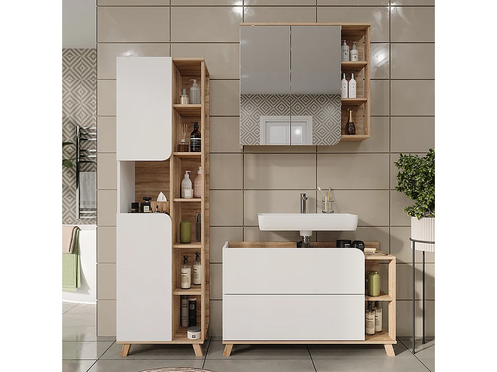 Ensemble de meubles de salle de bains sonoma/blanc 100x35x65 karen