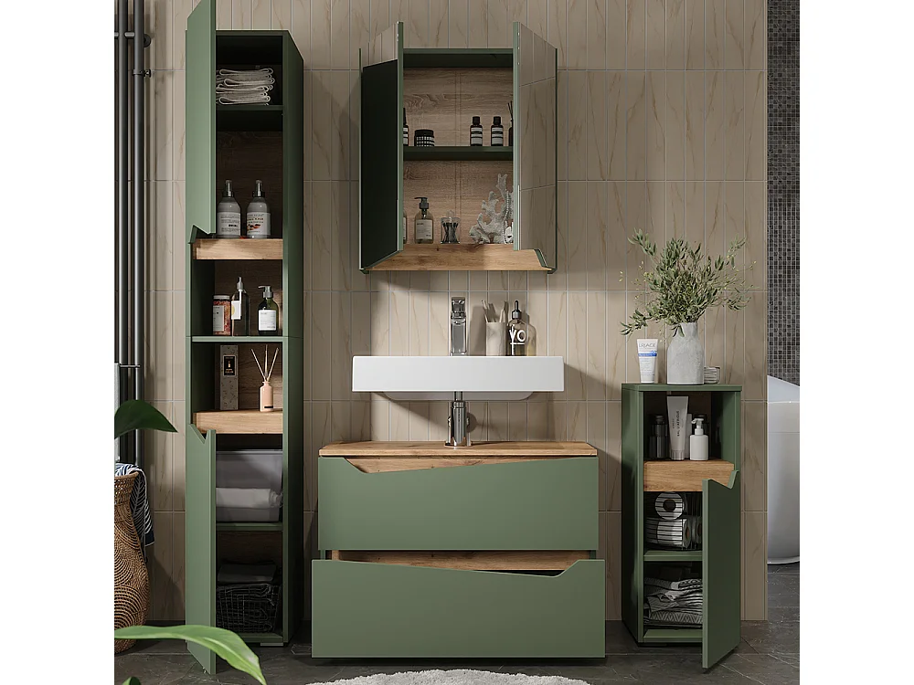 Meubles bain vert/artisan 80x35x57.5 marelle