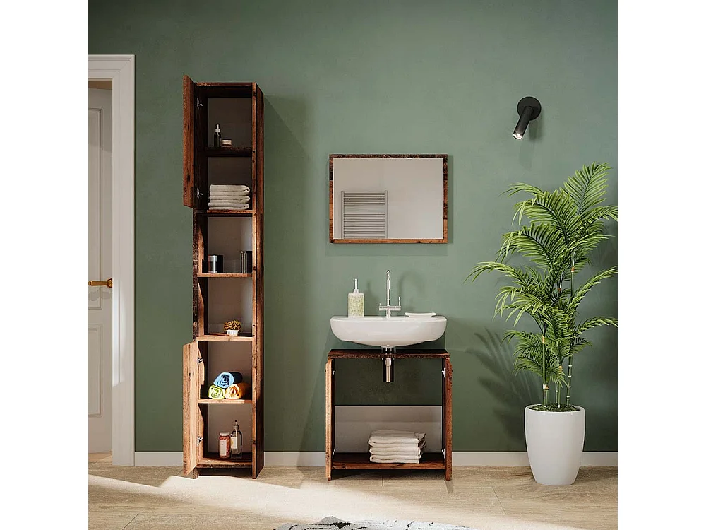 Conjunto de muebles de baño roble rústico 58x33x60 kiko