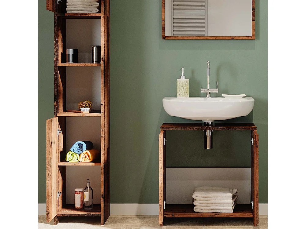 Conjunto de muebles de baño roble rústico 58x33x60 kiko