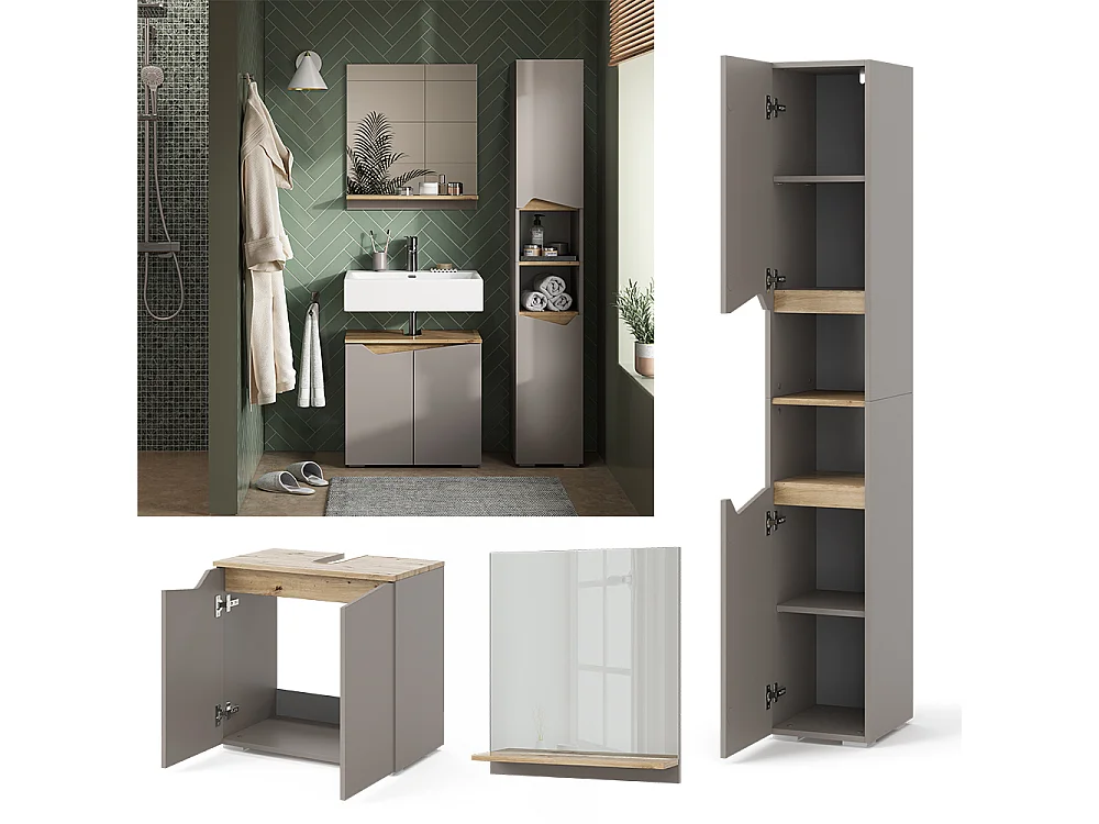 Meubles bain grège 60x35x57 marelle