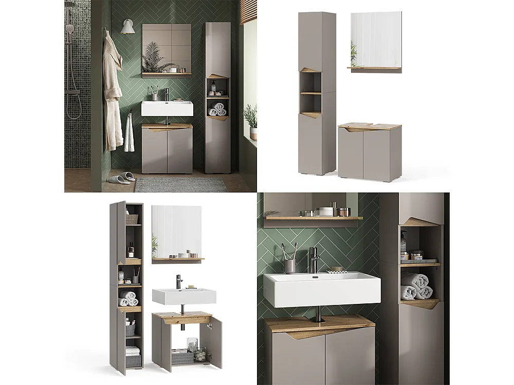 Meubles bain grège 60x35x57 marelle