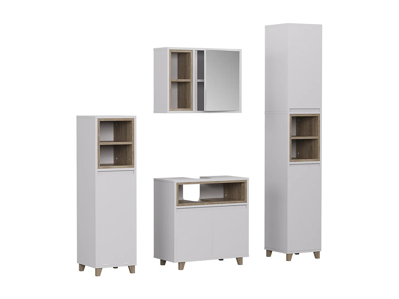 Meubles bain blanc/chêne 60x30x61 elnor