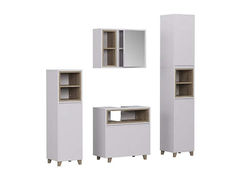 Badkamermeubelset wit/eiken 60x30x61 elnor