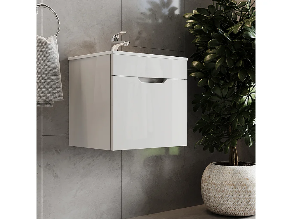 Meubles bain blanc haute brillance 49x40x46.2 stefanie