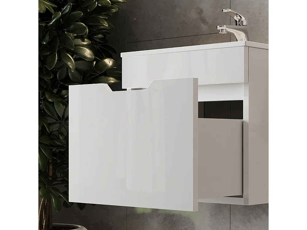 Meubles bain blanc haute brillance 49x40x46.2 stefanie