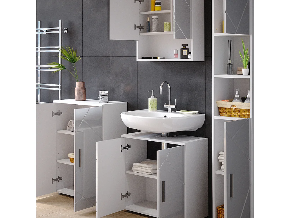 Conjunto de muebles de baño blanco alto brillo 80x41x58.6 irma