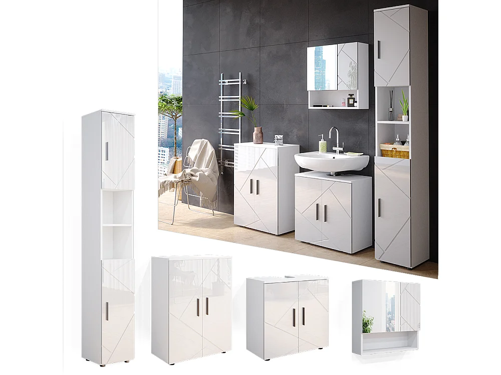 Meubles bain blanc haute brillance 80x41x58.6 irma