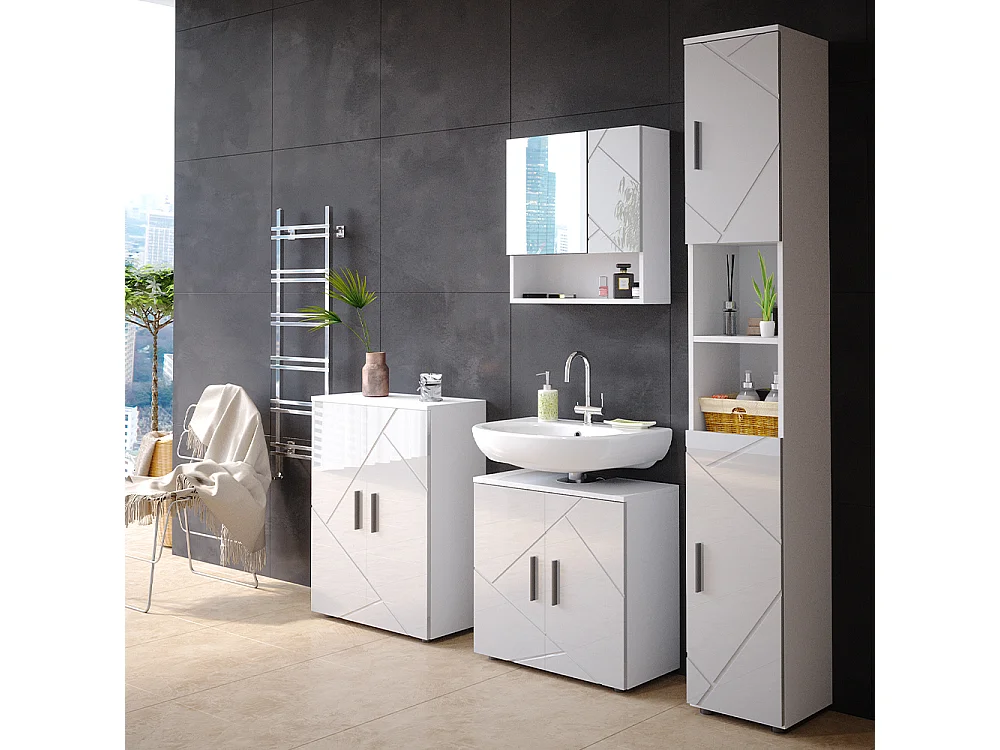 Meubles bain blanc haute brillance 80x41x58.6 irma