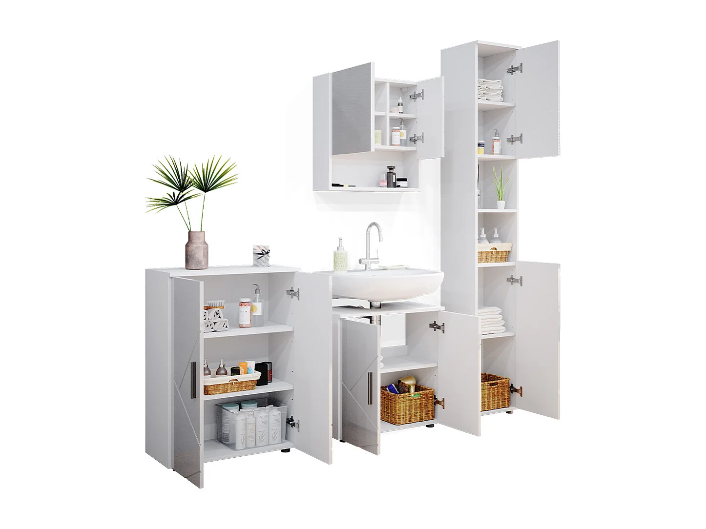 Meubles bain blanc haute brillance 80x41x58.6 irma