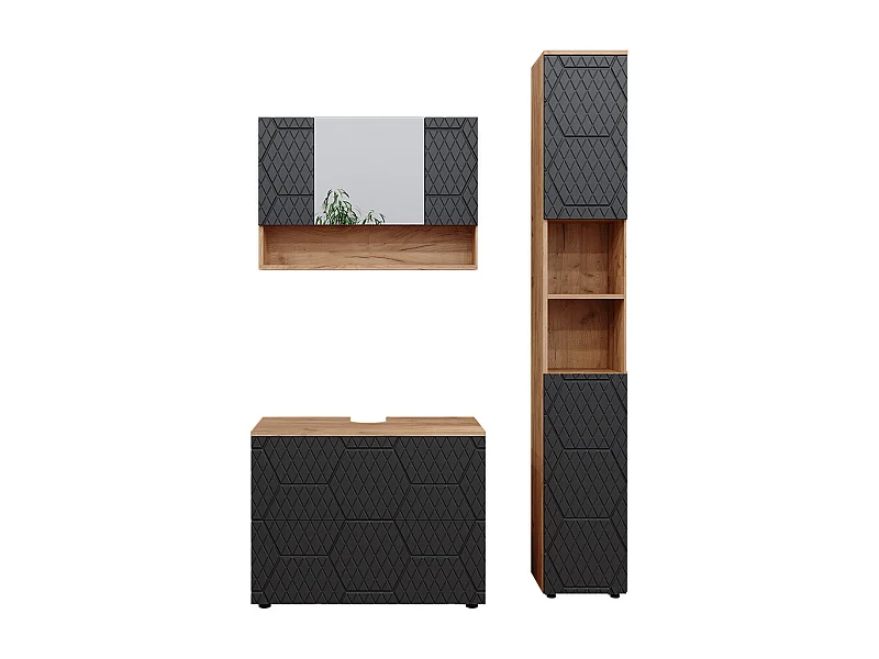 Set mobili bagno antracite con struttura a nido dape 80x41x58.6 irma