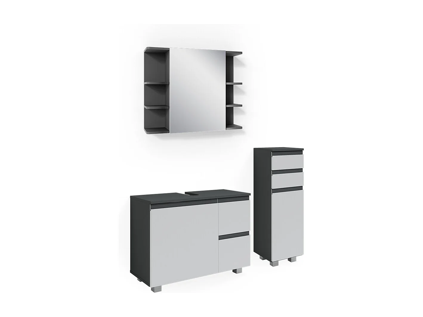 Set mobili bagno antracite 80x33x60 j-shape