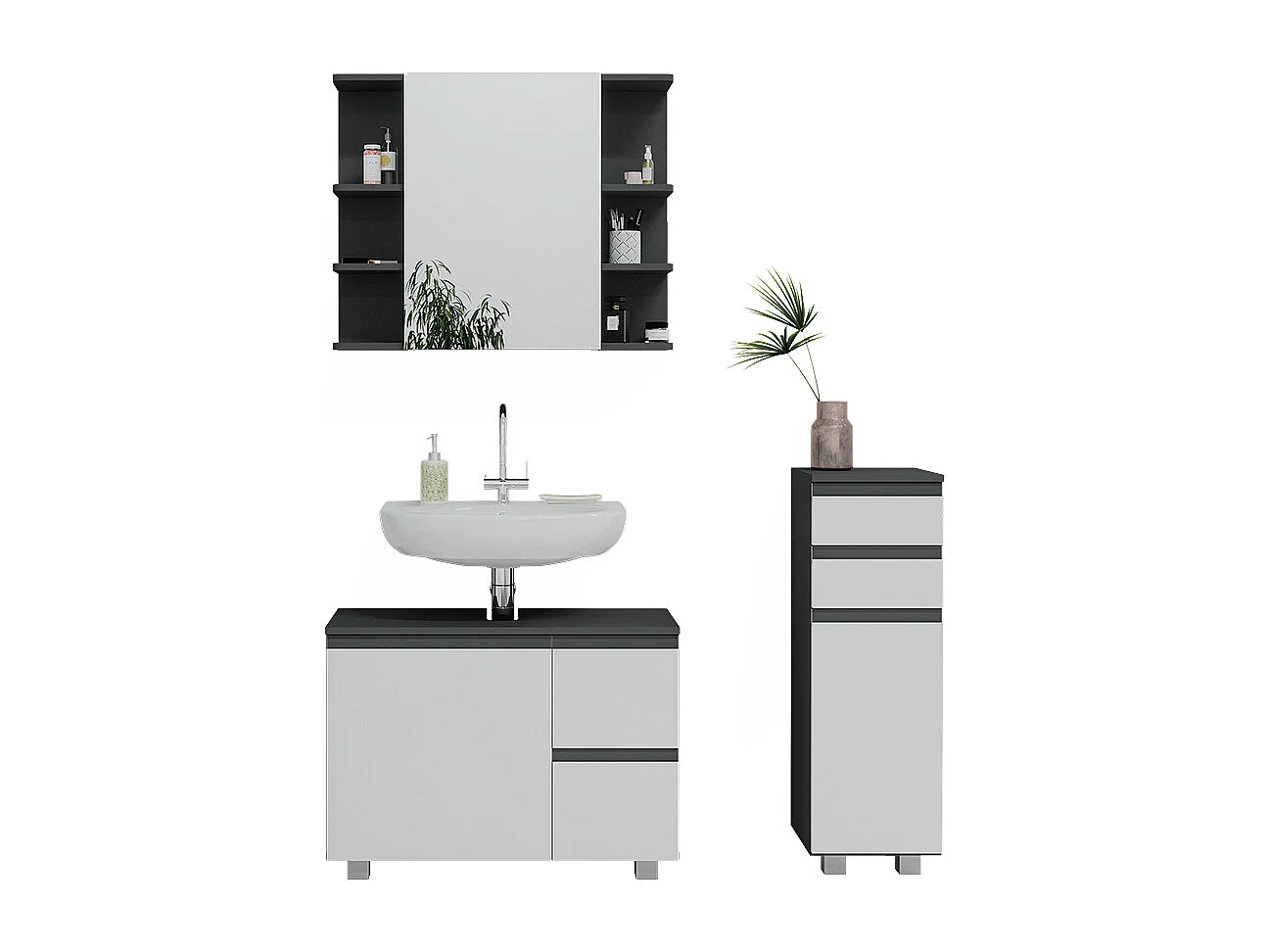 Meubles bain anthracite 80x33x60 j-shape