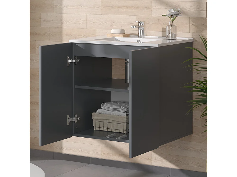Mobiletto per lavabo grigio 61.8x44.8x57.8 izan
