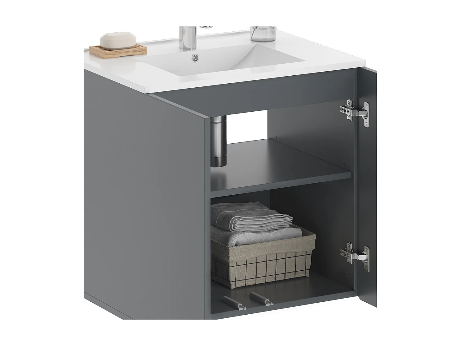 Mobiletto per lavabo grigio 61.8x44.8x57.8 izan