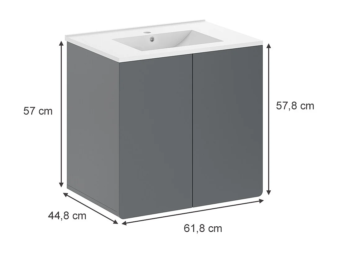 Meuble sous lavabo gris 61.8x44.8x57.8 izan