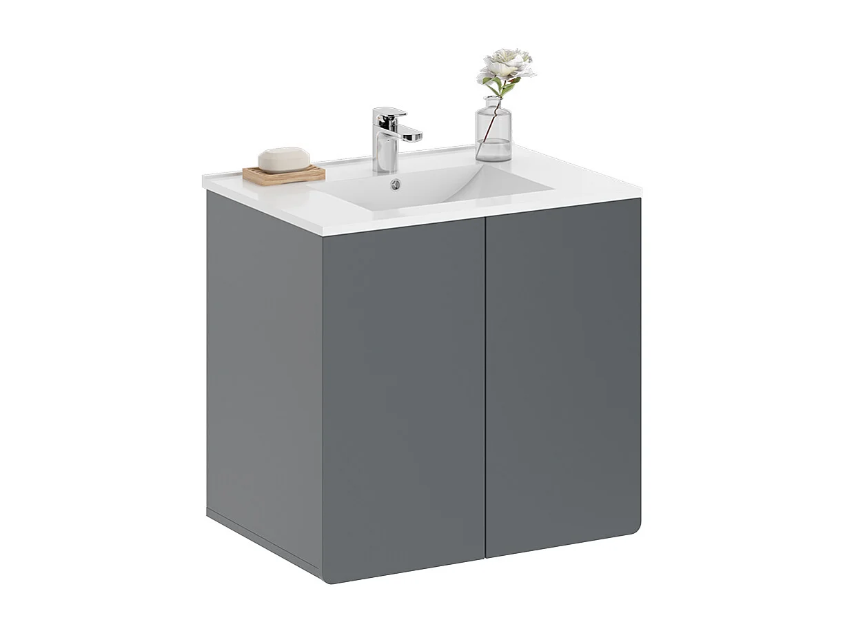Meuble sous lavabo gris 61.8x44.8x57.8 izan