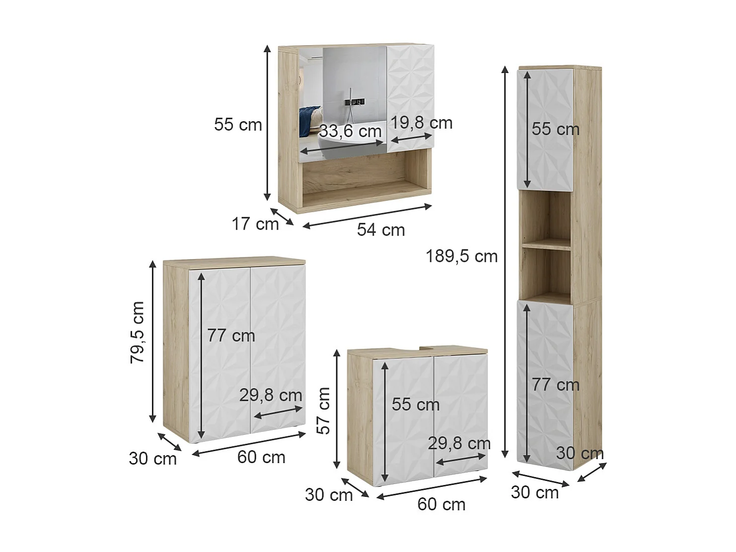 Meubles bain blanc 60x30x57 edge