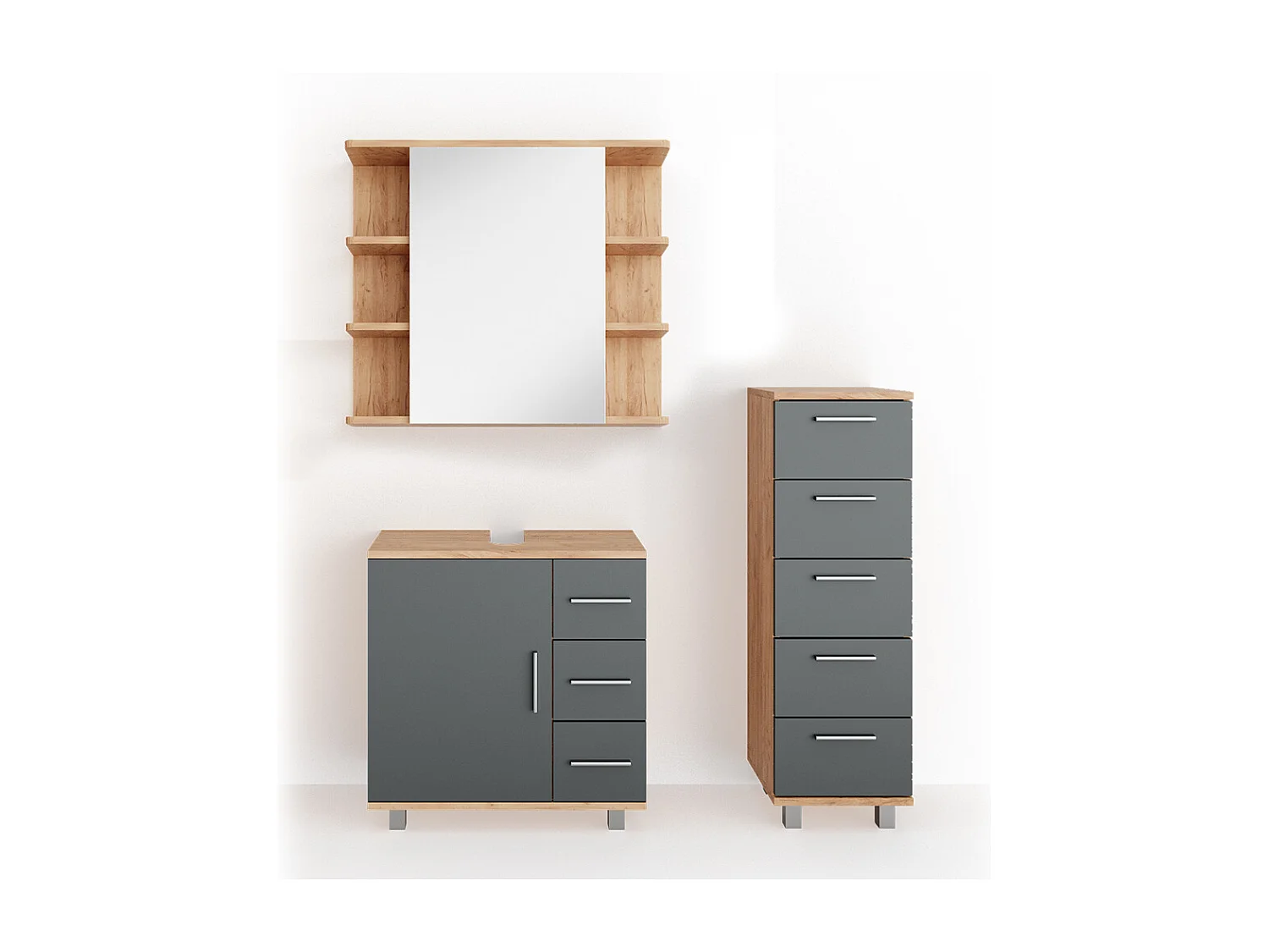 Set mobili bagno rovere 60x33x60.8 ilias