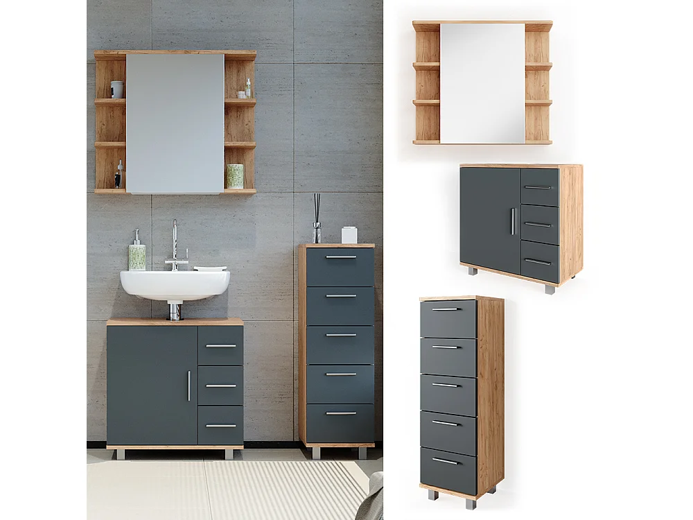 Set mobili bagno rovere 60x33x60.8 ilias