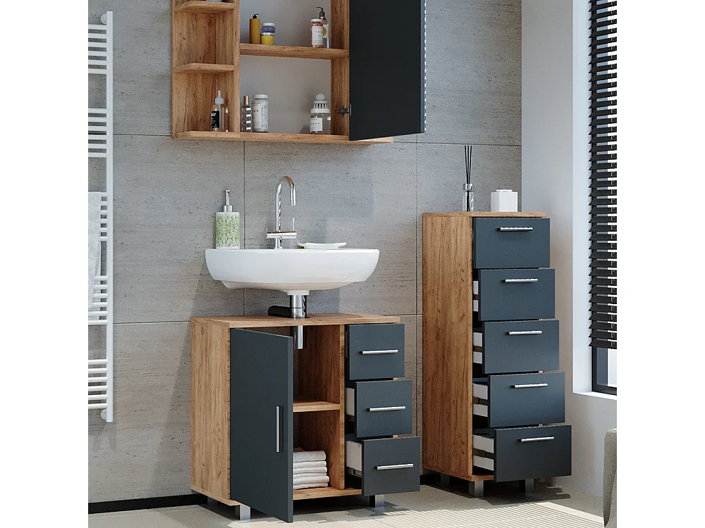Set mobili bagno rovere 60x33x60.8 ilias