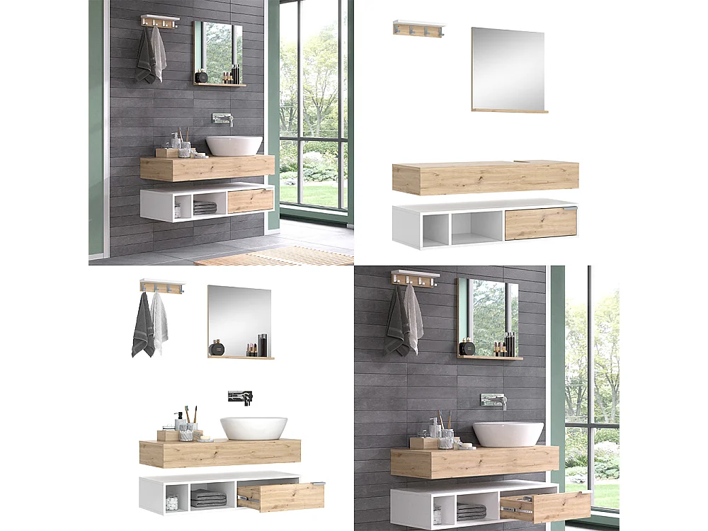 Badmöbel-Set weiß 100x40x20 henri