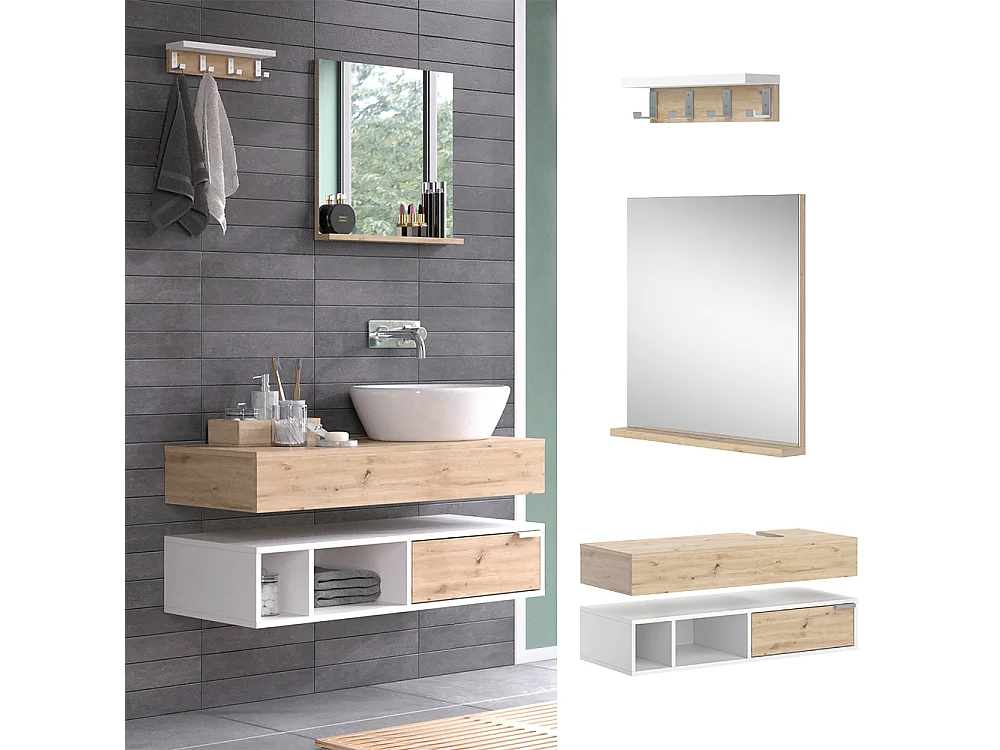 Meubles bain blanc 100x40x20 henri