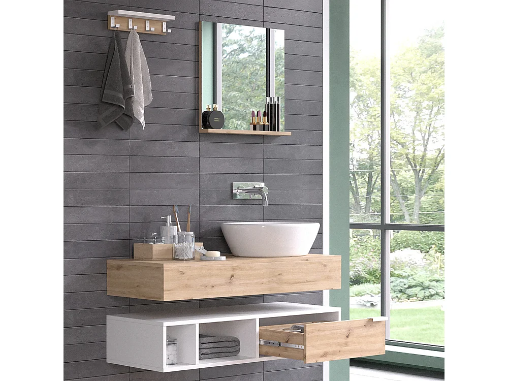 Meubles bain blanc 100x40x20 henri