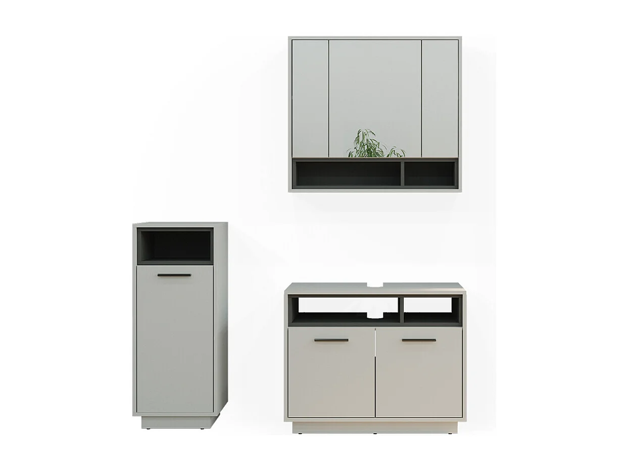 Badmöbel-Set grau 80x40x64 beatrice