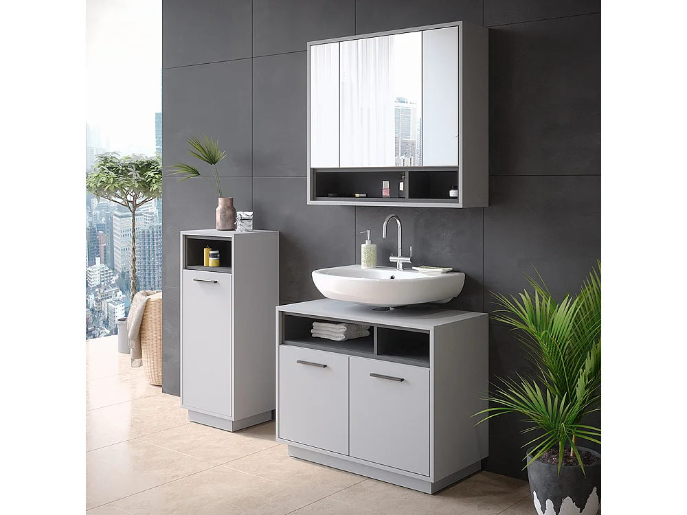 Badmöbel-Set grau 80x40x64 beatrice