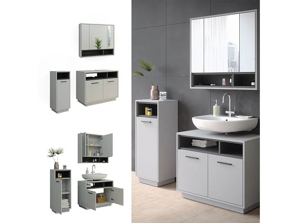 Meubles bain gris 80x40x64 beatrice