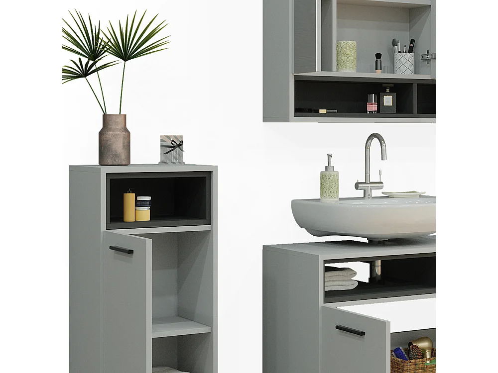 Meubles bain gris 80x40x64 beatrice