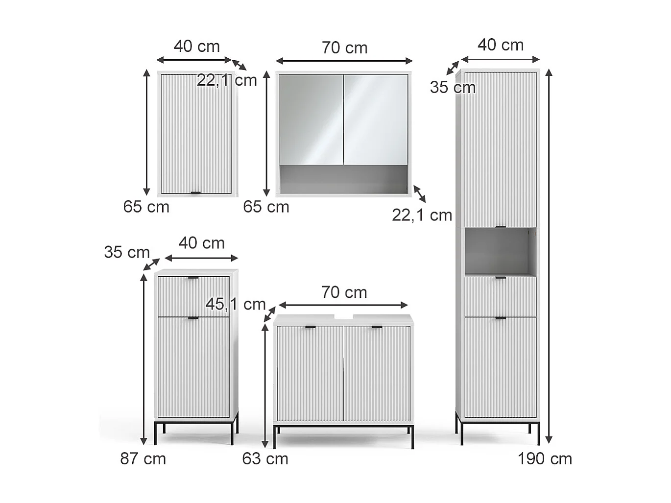 Meubles bain blanc 70x45x63 eliza