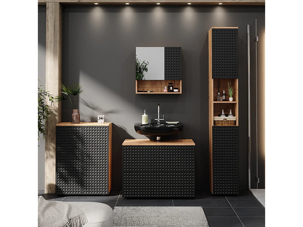 Meubles bain anthracite à pois 80x41x58 irma