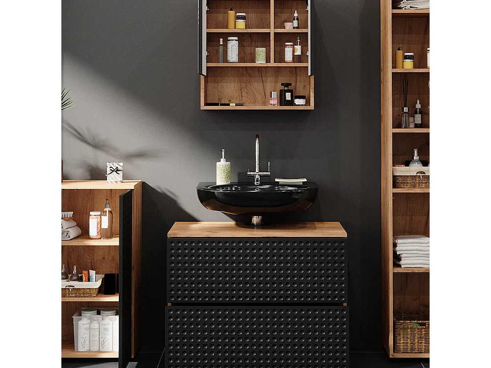 Meubles bain anthracite à pois 80x41x58 irma