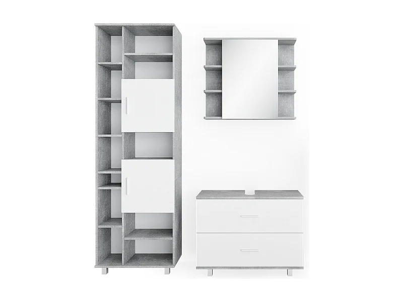 Set mobili bagno cemento/bianco 80.2x33x60.8 ilias