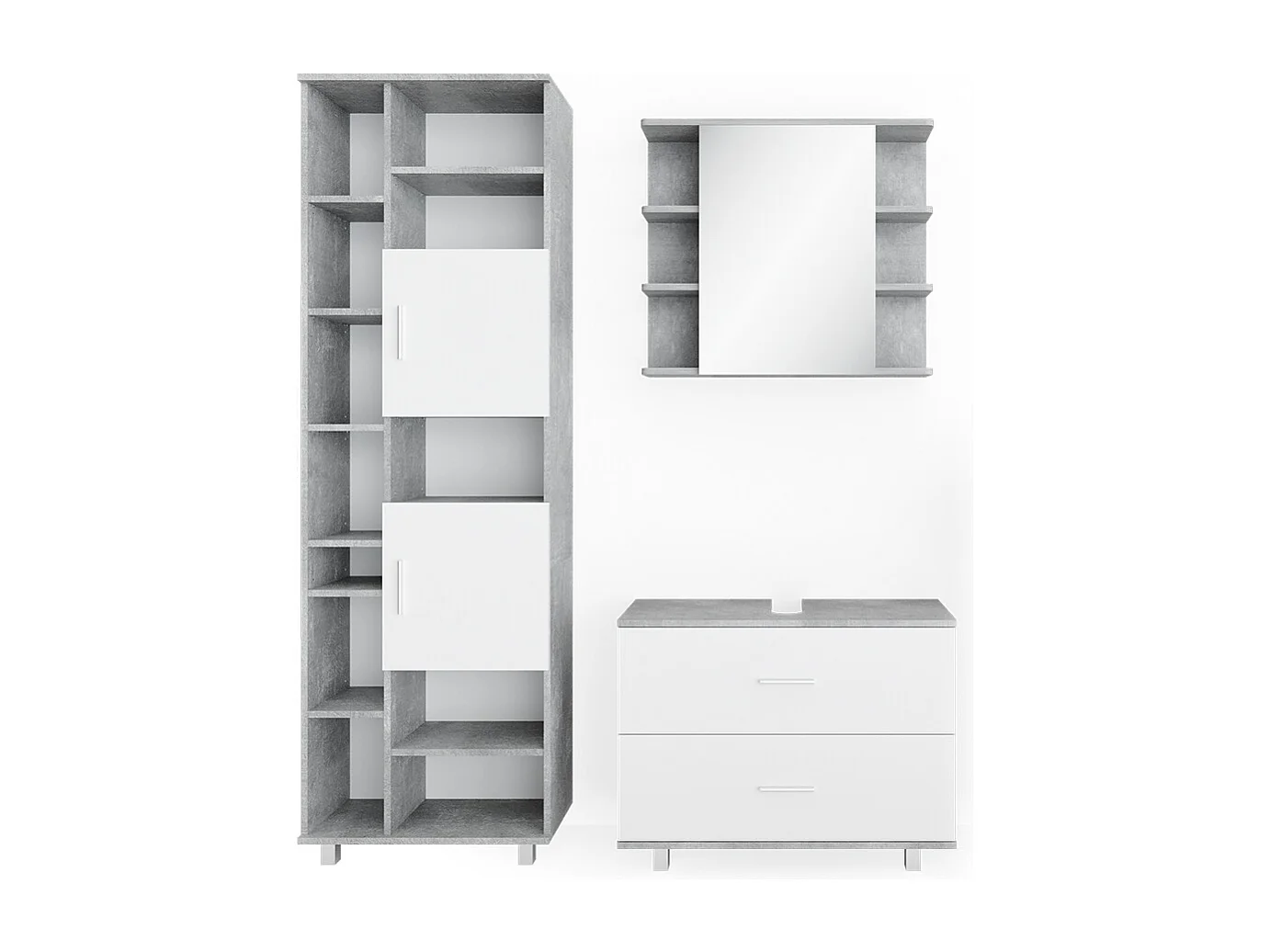 Meubles bain béton/blanc 80.2x33x60.8 ilias