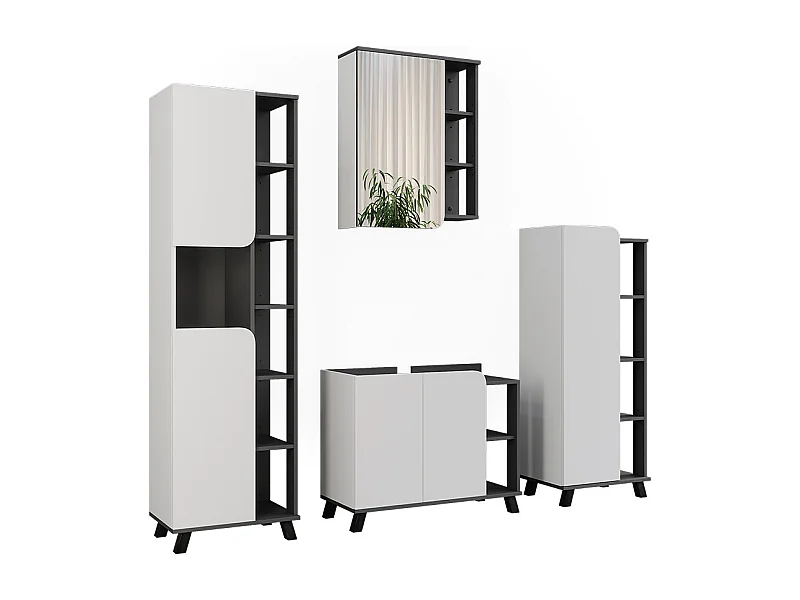 Conjunto de muebles de baño antracita/blanco 80x35x65 karen