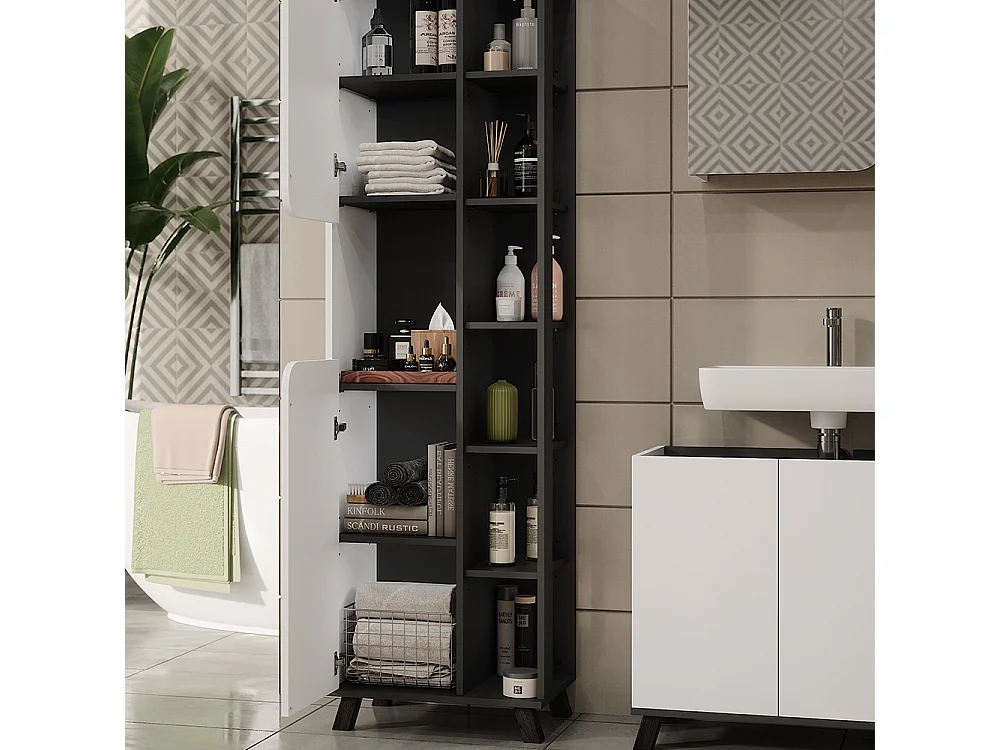 Conjunto de muebles de baño antracita/blanco 80x35x65 karen