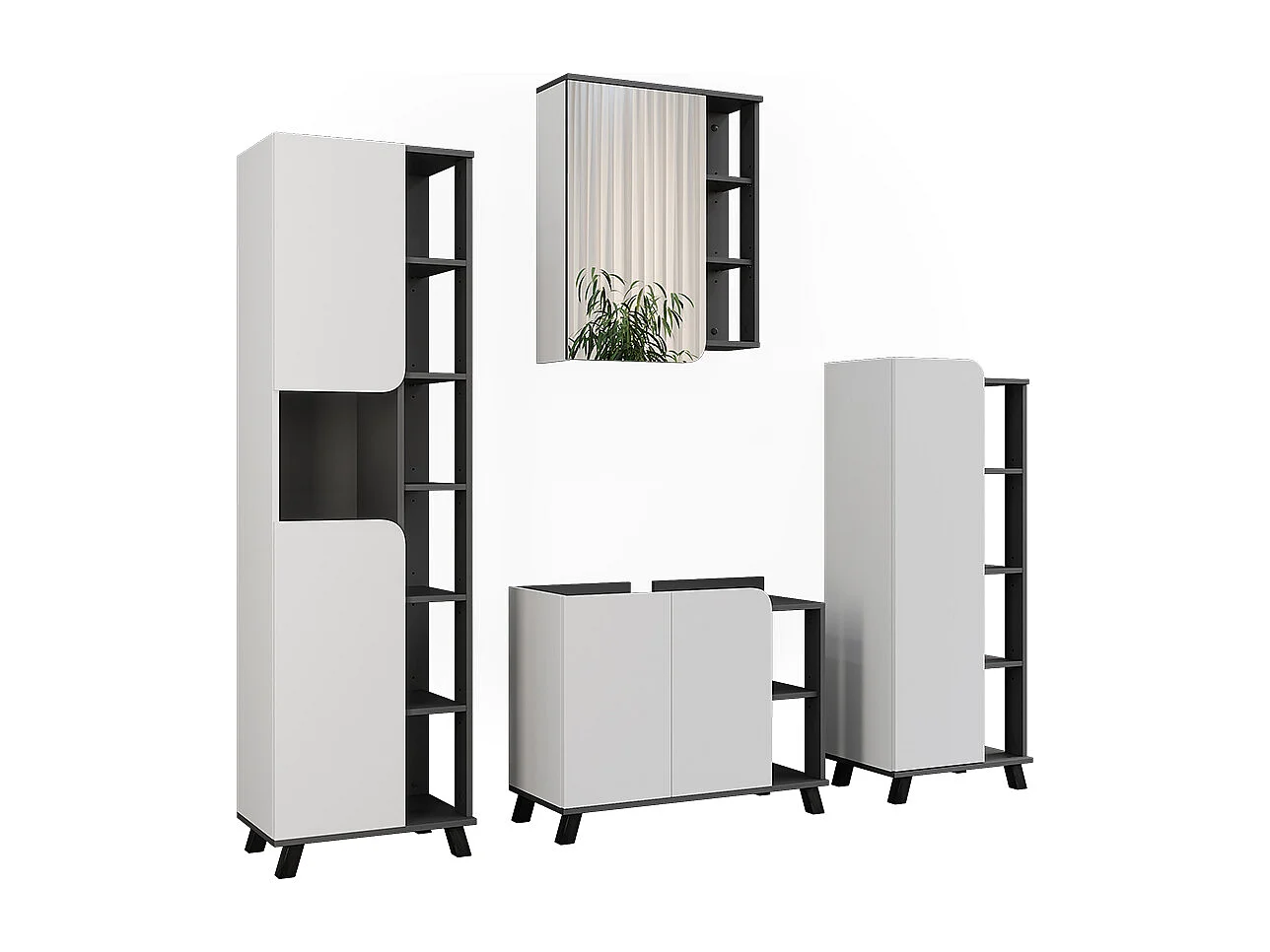 Ensemble de meubles de salle de bains anthracite/blanc 80x35x65 karen