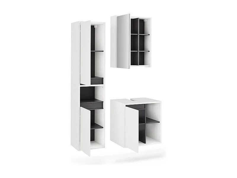 Set di mobili da bagno bianco/grigio 60x45.5x60 viola