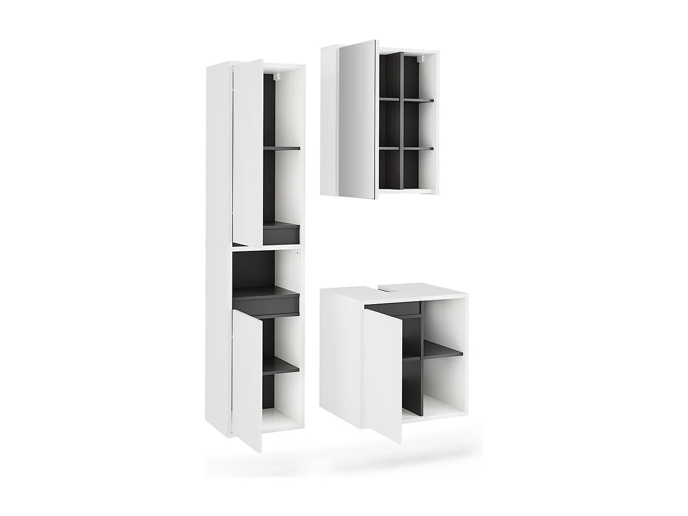 Set di mobili da bagno bianco/grigio 60x45.5x60 viola