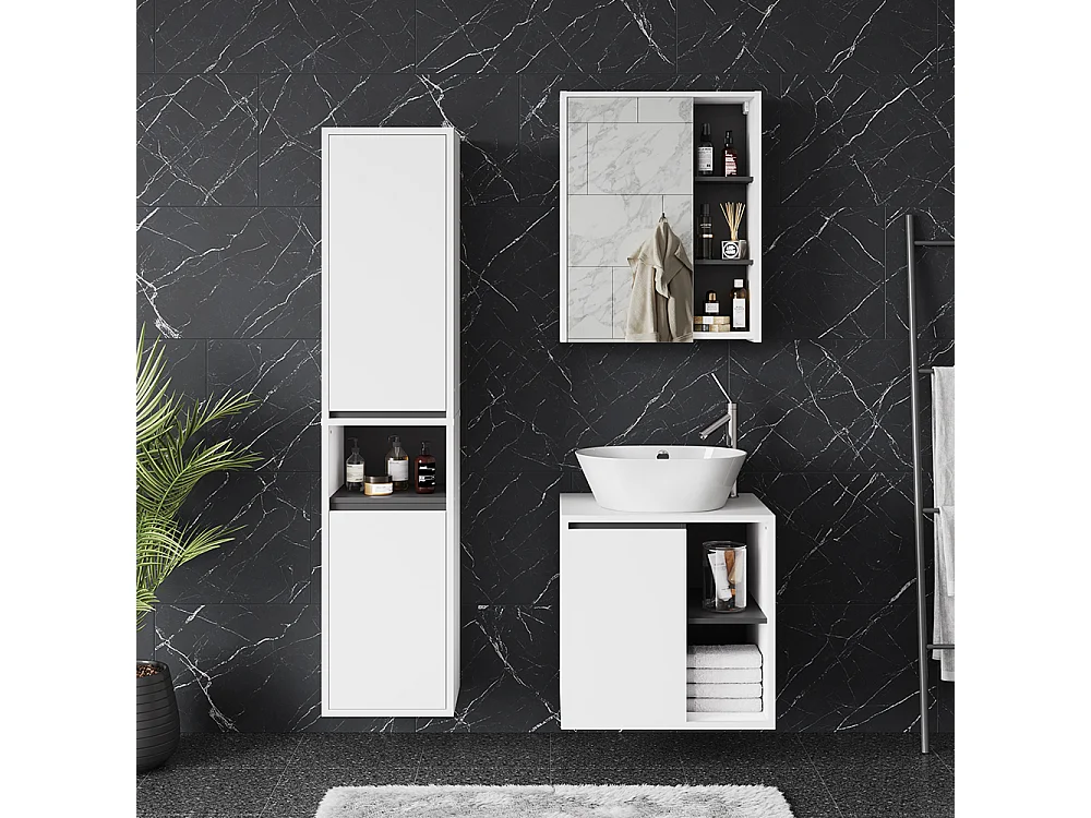 Set di mobili da bagno bianco/grigio 60x45.5x60 viola